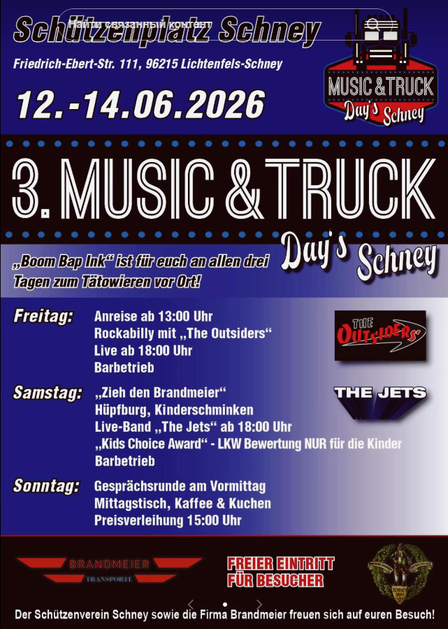 Flyer 3. Music and Truck Day's Schney